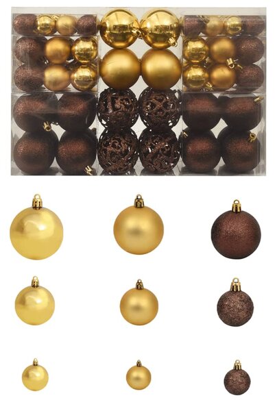 Set globuri de Crăciun 100 buc. 3/4/6 cm, maro/bronz/auriu