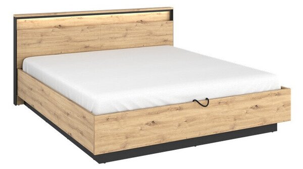 Pat Fresno G122Dublu, Maro deschis, 180x200, PAL laminat, Somiera pat, 190x214x95cm