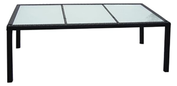 Masă de grădină, negru, 190 x 90 x 75 cm, poliratan