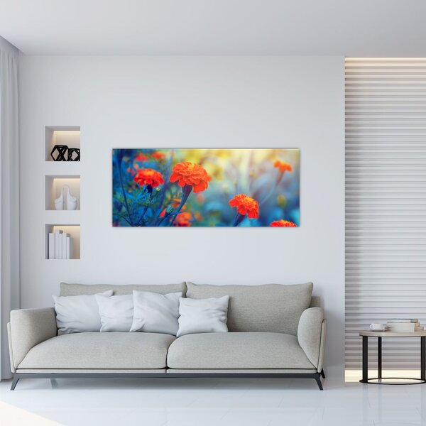 Tablou - Flori portocalii (120x50 cm)