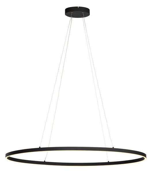 Lampă suspendată de design ovală neagră incluzând LED cu dimmer în 3 trepte - Ovallo