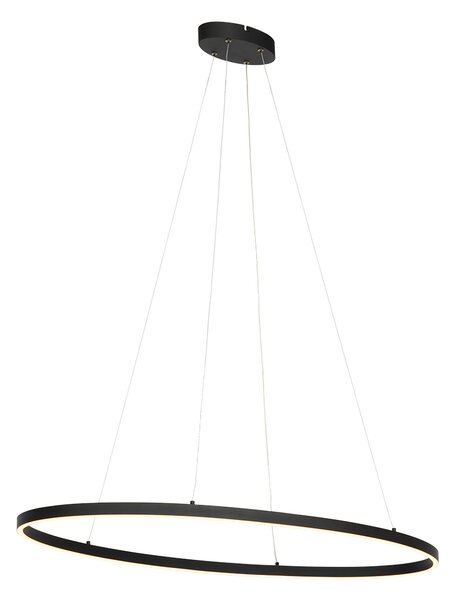 Lampă suspendată de design ovală neagră incluzând LED cu dimmer în 3 trepte - Ovallo