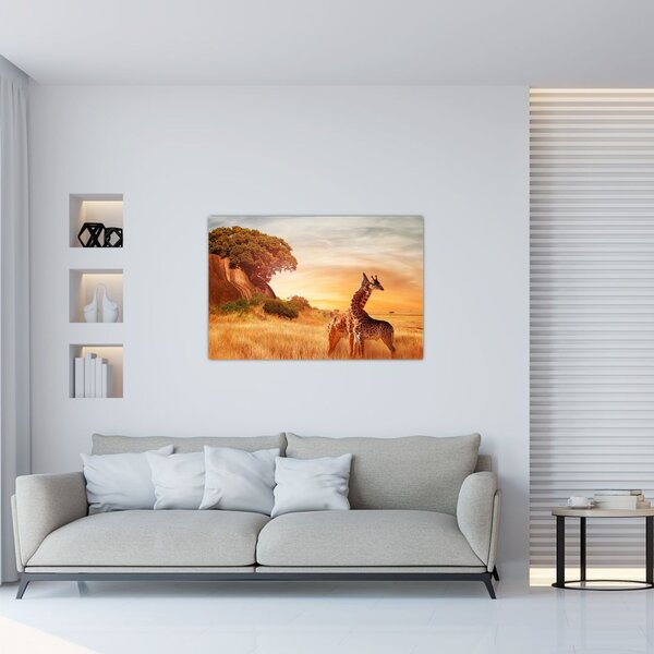 Tablou Girafe în Africa (90x60 cm)