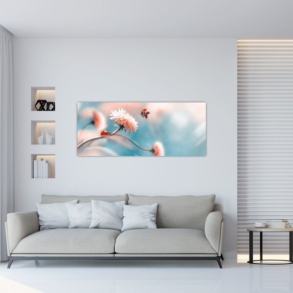 Tablou - Buburuze pe floare (120x50 cm)