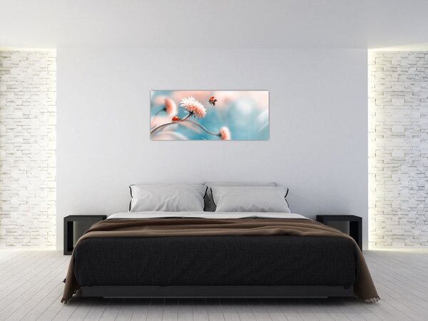 Tablou - Buburuze pe floare (120x50 cm)