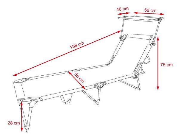 Set 2 șezlonguri relaxante cu copertină reglabilă SEBASTIAN