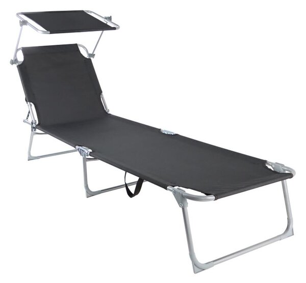 Set 2 șezlonguri relaxante cu copertină reglabilă SEBASTIAN