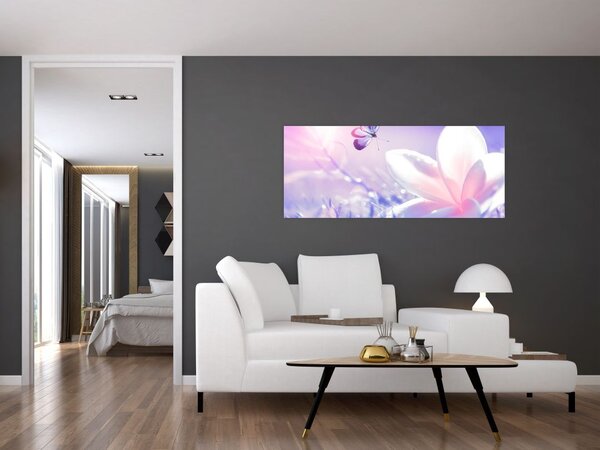 Tablou - Fluture lângă floare (120x50 cm)