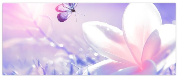 Tablou - Fluture lângă floare (120x50 cm)