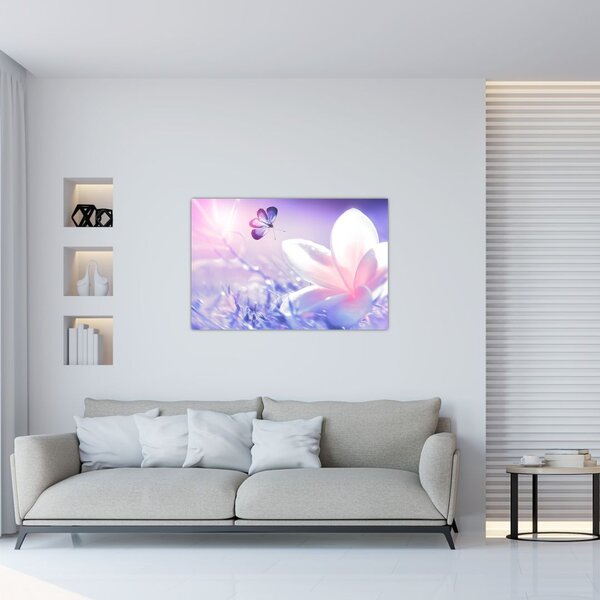 Tablou - Fluture lângă floare (90x60 cm)