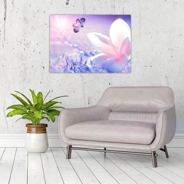 Tablou - Fluture lângă floare (70x50 cm)