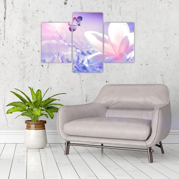Tablou - Fluture lângă floare (90x60 cm)