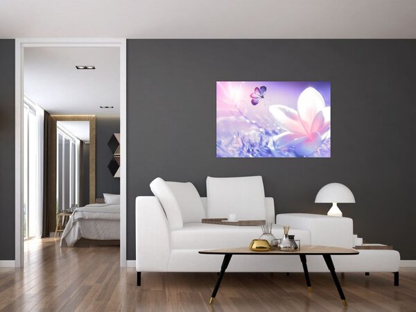 Tablou - Fluture lângă floare (90x60 cm)