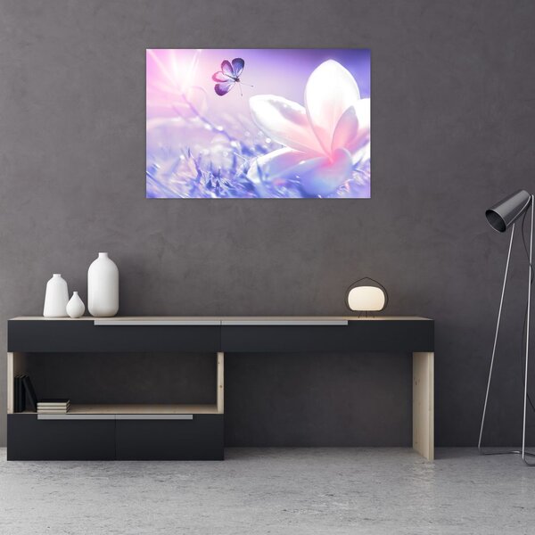 Tablou - Fluture lângă floare (90x60 cm)