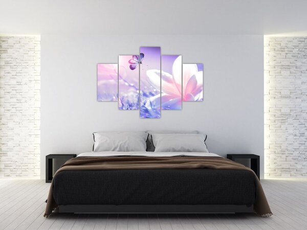 Tablou - Fluture lângă floare (150x105 cm)