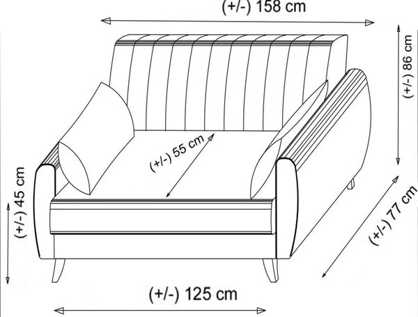 Canapea extensibila cu 2 locuri Alkon cu Lada de Depozitare, 158x86x77 cm