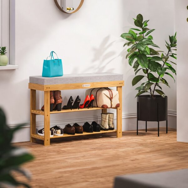Bancă pentru încălțăminte din lemn de salcâm cu scaun 70 x 33 x 48 cm