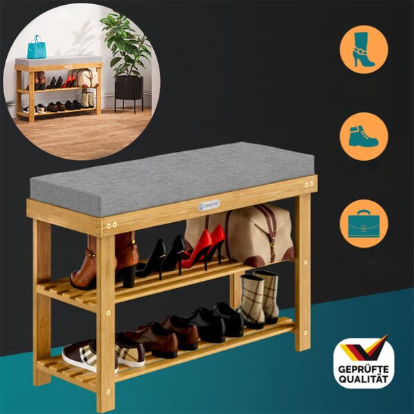 Bancă pentru încălțăminte din lemn de salcâm cu scaun 70 x 33 x 48 cm