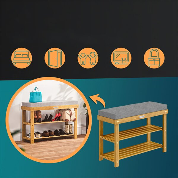 Bancă pentru încălțăminte din lemn de salcâm cu scaun 70 x 33 x 48 cm