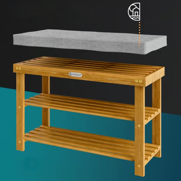Bancă pentru încălțăminte din lemn de salcâm cu scaun 70 x 33 x 48 cm