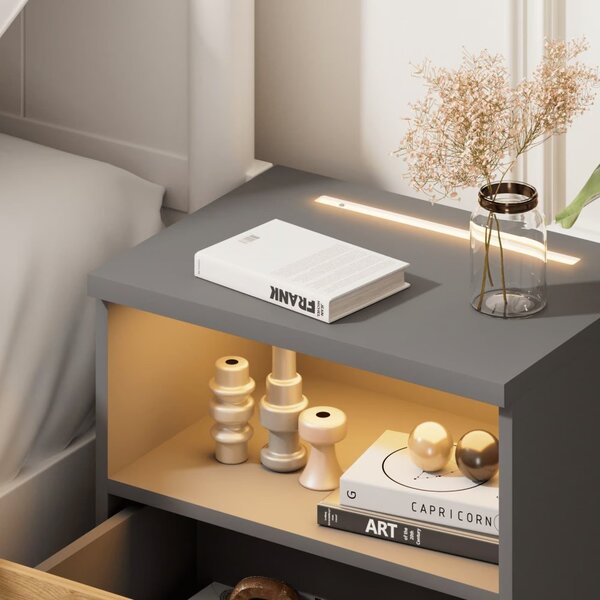 Jamie noptieră cu iluminare LED și USB - 55 × 40 × 28 cm antracitová