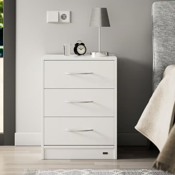 Măsuță de noptieră Eloise - set de 2, 3 sertare, 54 × 39 × 28 cm antracitová