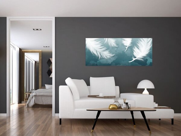 Tablou - Pene albe (120x50 cm)