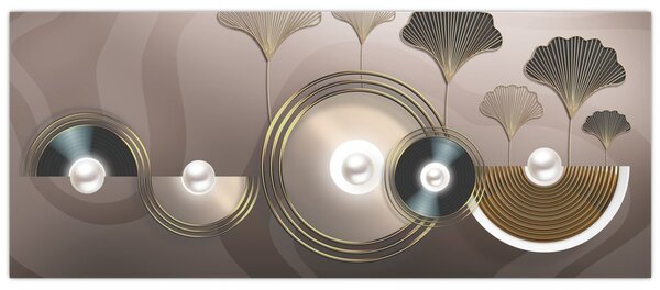 Tablou - Abstract maro-auriu (120x50 cm)