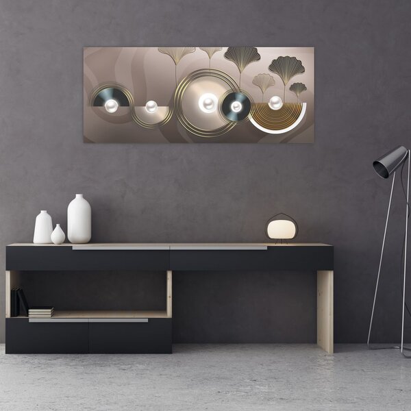 Tablou - Abstract maro-auriu (120x50 cm)