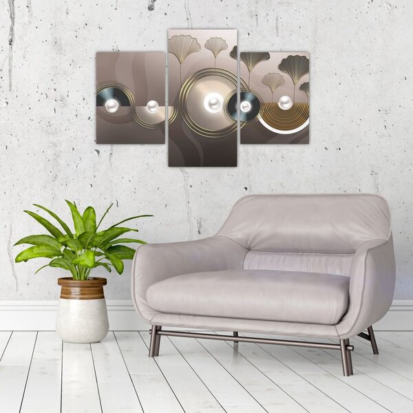 Tablou - Abstract maro-auriu (90x60 cm)