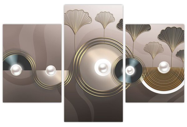 Tablou - Abstract maro-auriu (90x60 cm)