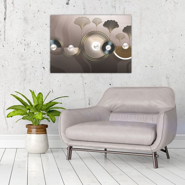 Tablou - Abstract maro-auriu (70x50 cm)