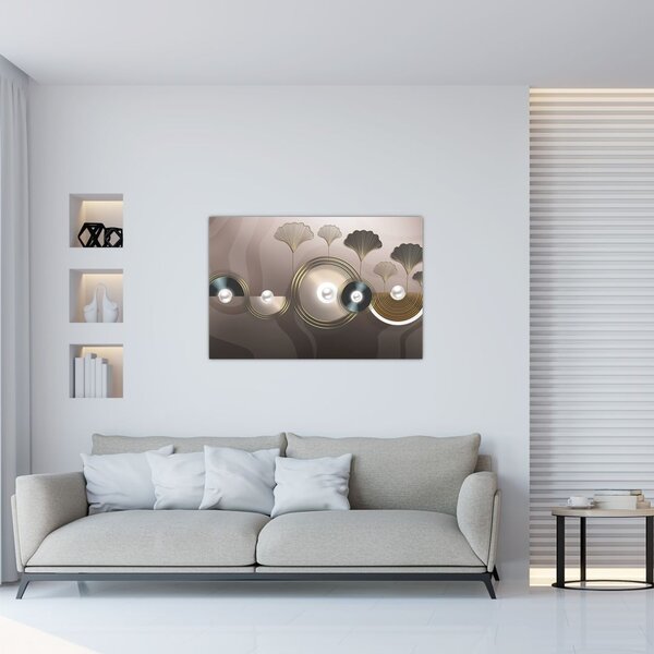 Tablou - Abstract maro-auriu (90x60 cm)
