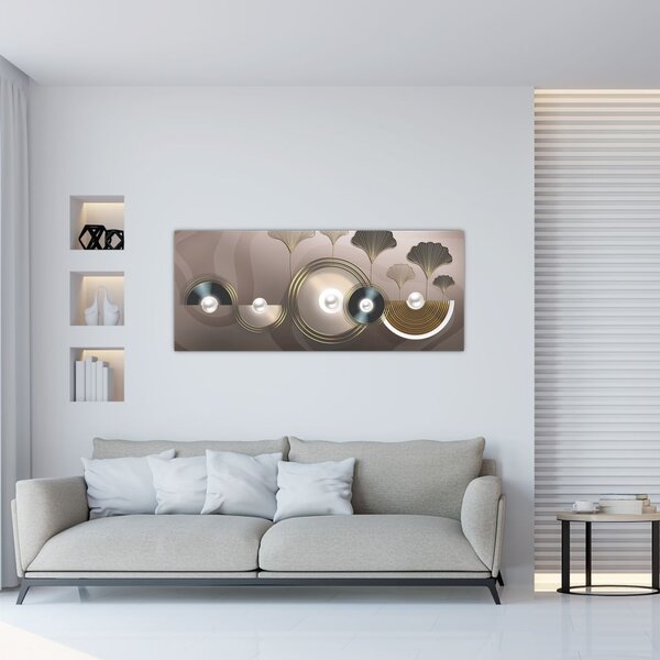 Tablou - Abstract maro-auriu (120x50 cm)