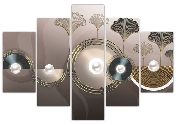 Tablou - Abstract maro-auriu (150x105 cm)