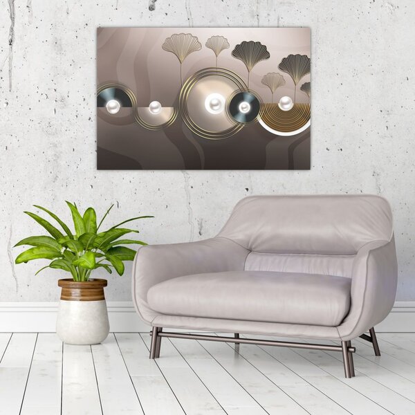 Tablou - Abstract maro-auriu (90x60 cm)