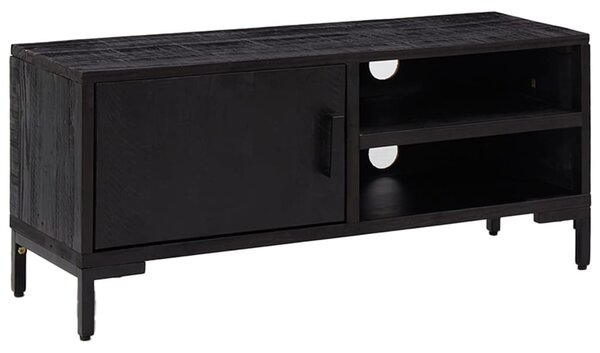 Comodă TV, negru, 90x30x40 cm, lemn de pin masiv