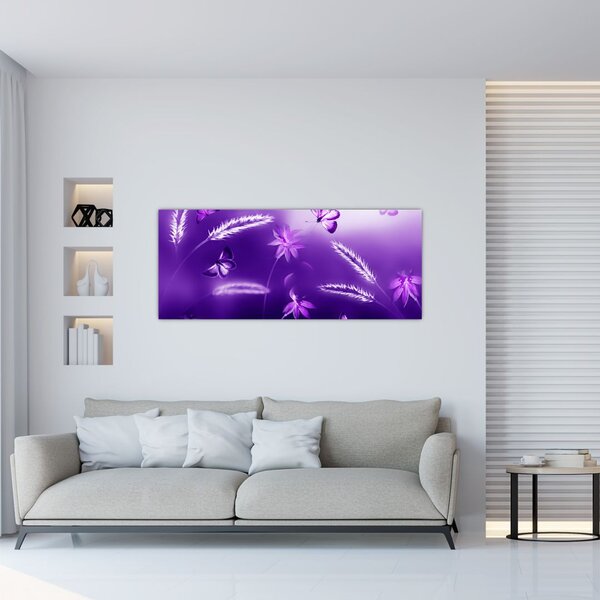 Tablou - Lunca cu fluturi (120x50 cm)