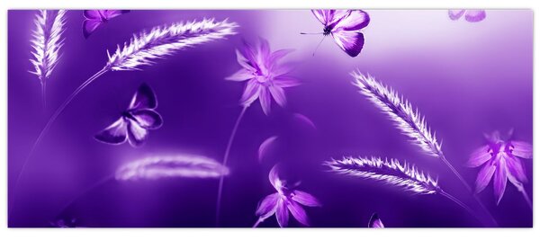 Tablou - Lunca cu fluturi (120x50 cm)