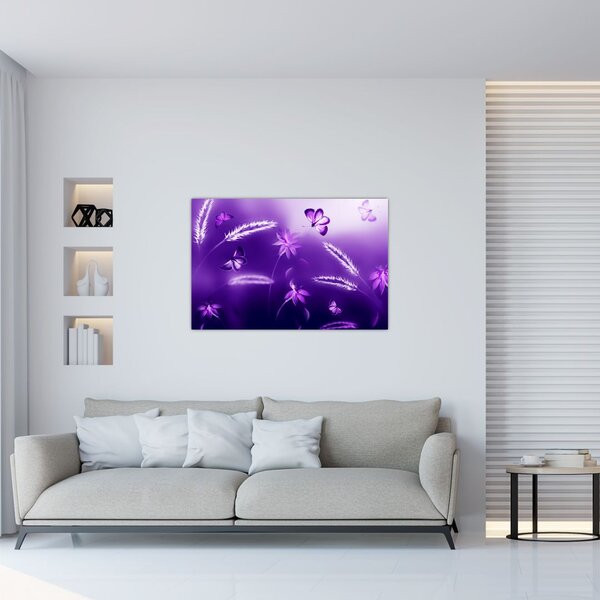 Tablou - Lunca cu fluturi (90x60 cm)
