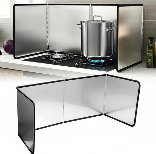 Protecție antistropire aragaz, panou inox argintiu, 133x30 cm
