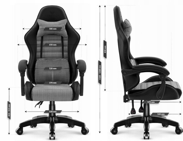 Scaun de birou ergonomic HC-1003 cu suport lombar în alb și negru