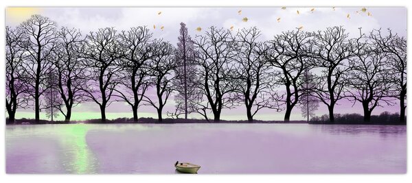 Tablou - Barcă pe lac (120x50 cm)
