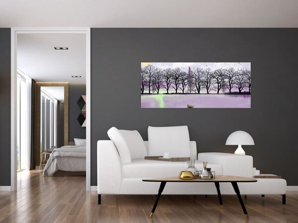 Tablou - Barcă pe lac (120x50 cm)