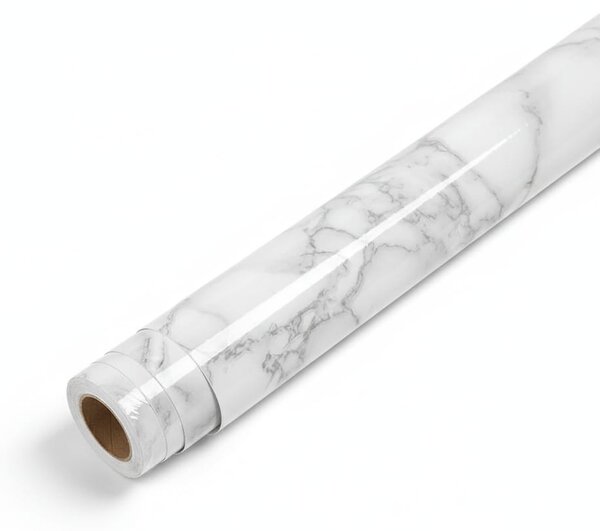 Rola tapet PVC autoadeziv 60x300 cm – marmura alb cu gri