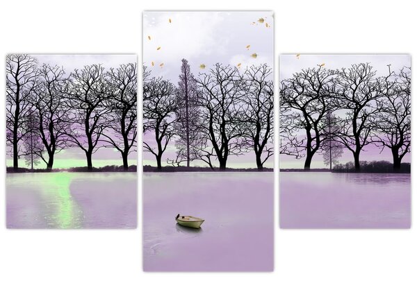 Tablou - Barcă pe lac (90x60 cm)