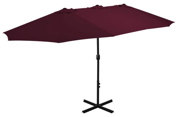 Umbrelă soare exterior, stâlp aluminiu, roșu bordo, 460x270 cm