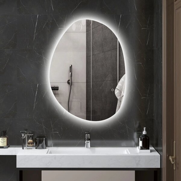 Oglindă de Baie LED HOMCOM cu Comutator Tactil, Intensitate Reglabilă, 80x60 cm, Argintie