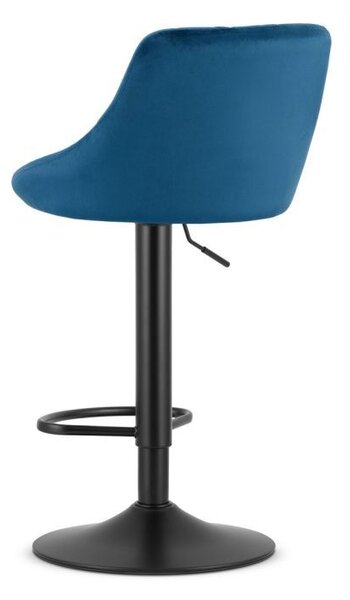 Taburet de bar elegant din catifea cu suport pentru picioare Albastru