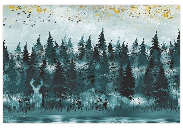 Tablou - Animale din pădure (90x60 cm)